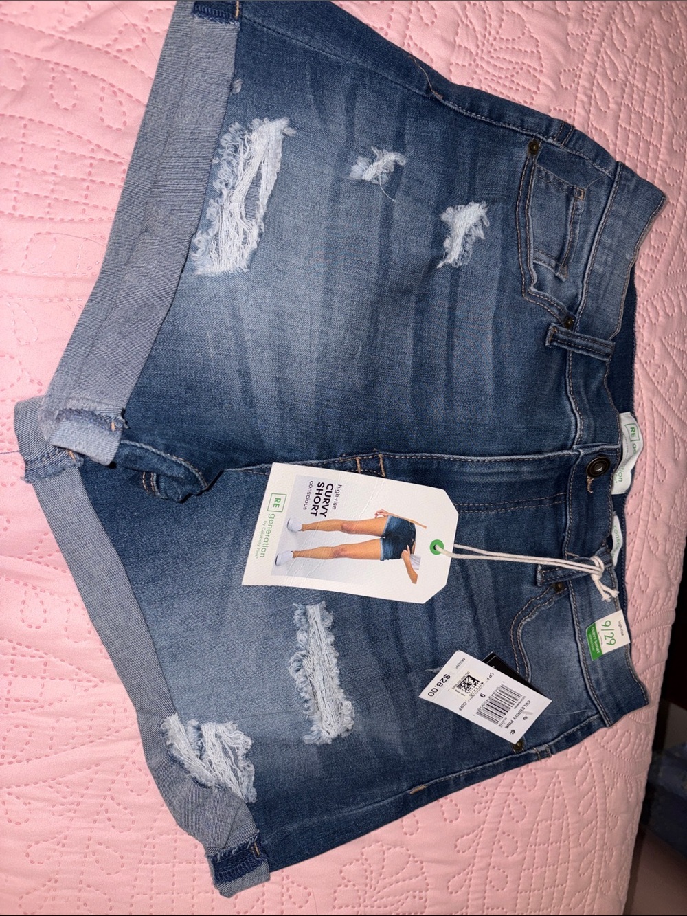 Celebrity Pink Medium Wash Distressed Boyfriend Denim Shorts - Blue
